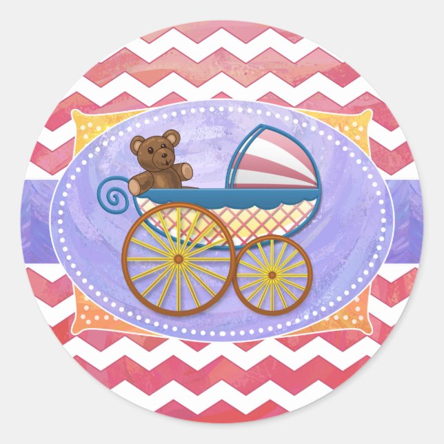 Salmon Swirl Baby Stuff Classic Round Sticker (Front)