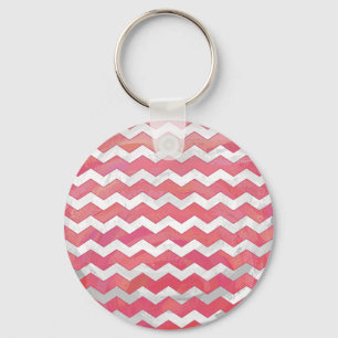 Salmon Swirl Chevron Pattern Key Ring
