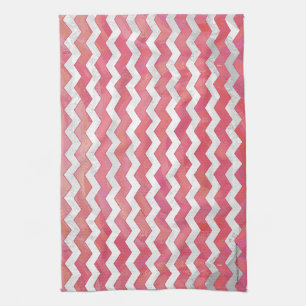 Salmon Swirl Chevron Pattern Tea Towel