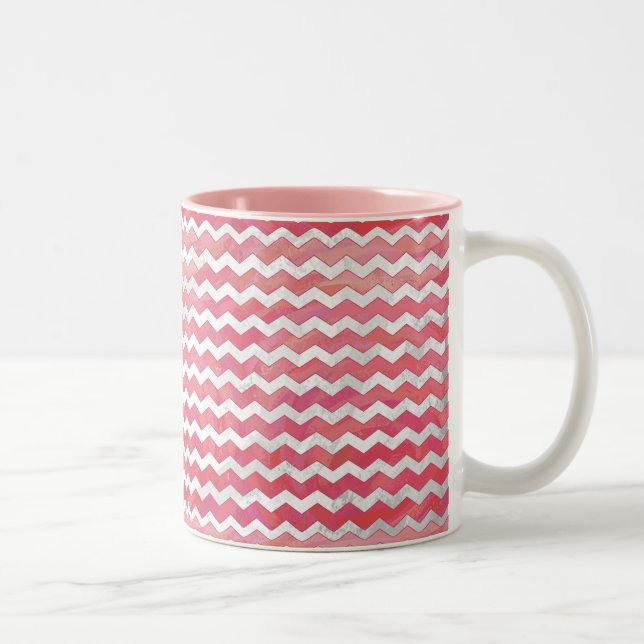Salmon Swirl Chevron Pattern Two-Tone Coffee Mug (Right)