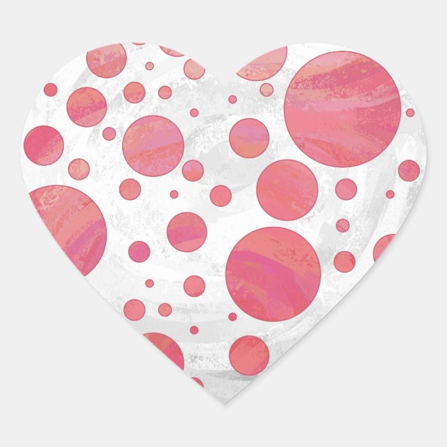 Salmon Swirl Dot Pattern Heart Sticker (Front)