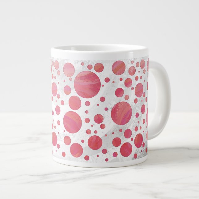 Salmon Swirl Dot Pattern Large Coffee Mug (Front Right)