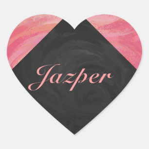 Salmon Swirl Monogram Heart Sticker