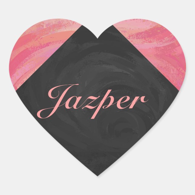 Salmon Swirl Monogram Heart Sticker (Front)