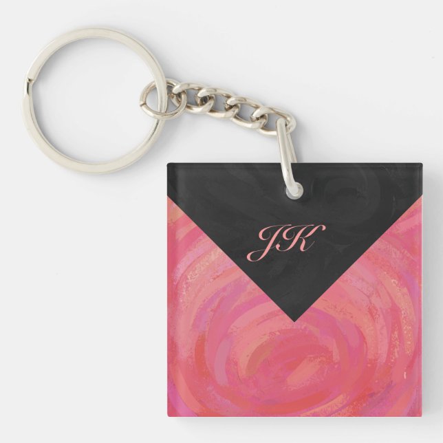 Salmon Swirl Monogram Key Ring (Front)