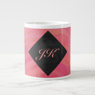 Salmon Swirl Monogram Large Coffee Mug