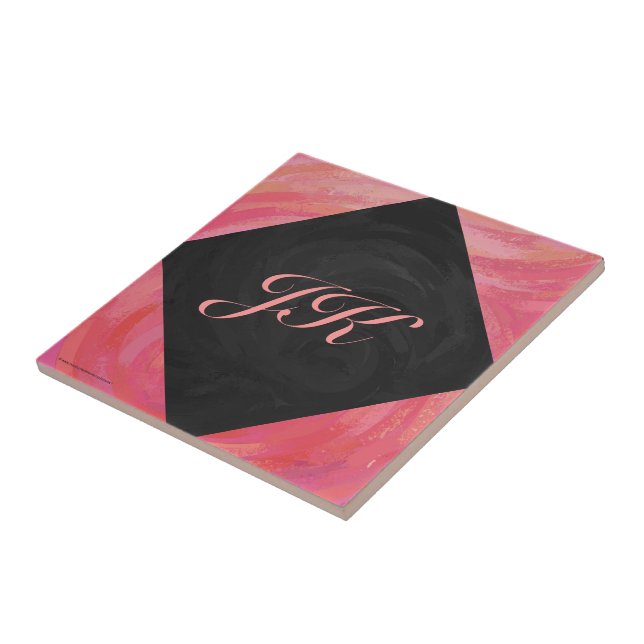 Salmon Swirl Monogram Tile (Side)