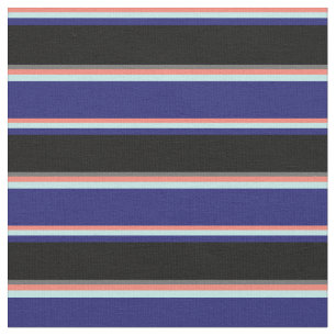 Salmon, Turquoise, Midnight Blue, Black & Dim Grey Fabric