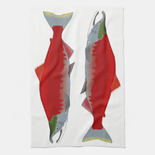 Salmon Twins Tea Towel