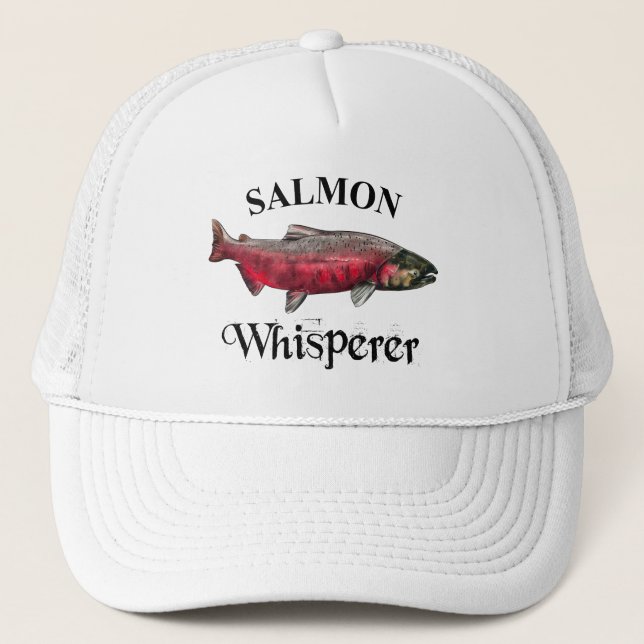 Salmon Whisperer Light Trucker Hat (Front)