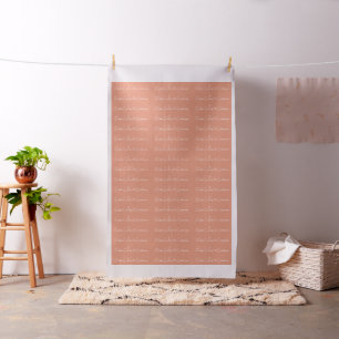 salmon white French Script Keep Calm and Carry On Fabric