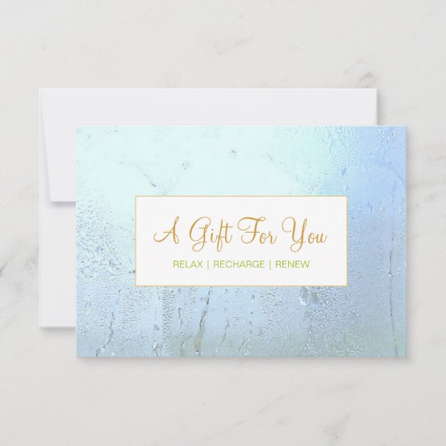 Salon and Spa Aqua Blue Glass Gift Certificate (Front)