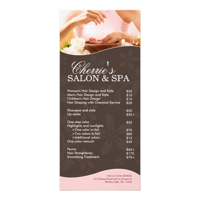 Salon and Spa Rack Card (Front)
