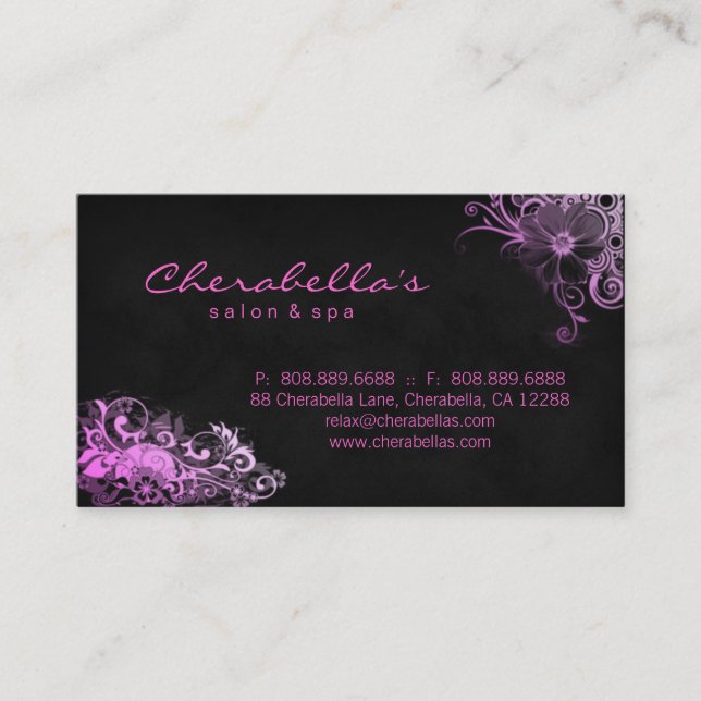Salon Appointment / Business Card Pink Floral (Front)