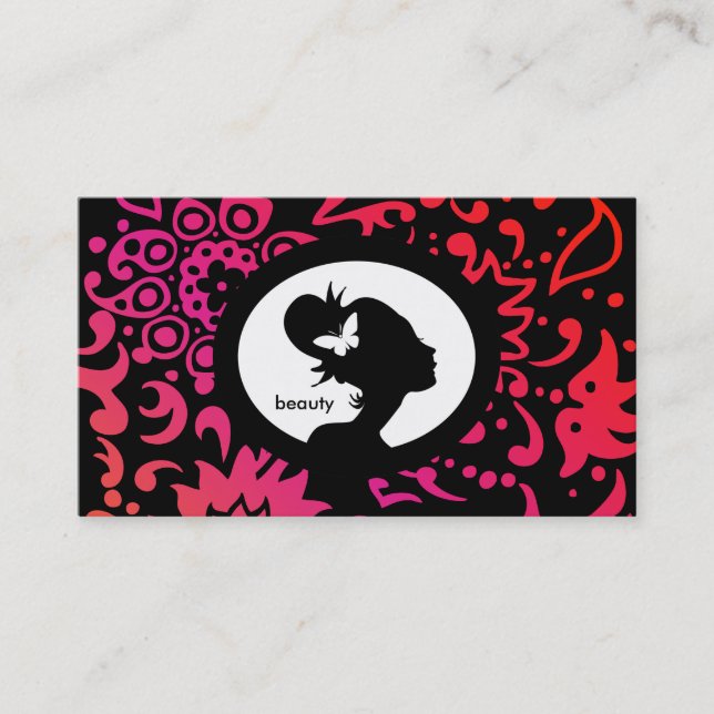 Salon Appointment Card Butterfly Woman Colourful (Front)