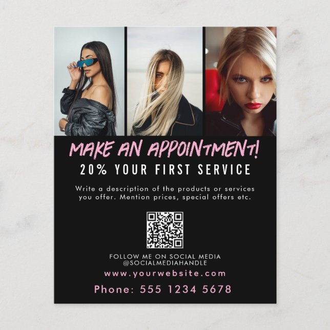 Salon Appointment Hair Makeup Nails Business Flyer (Front)