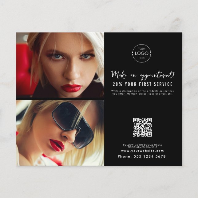 Salon Appointment Hair Makeup Nails Business Logo Flyer (Front)