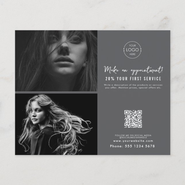 Salon Appointment Hair Makeup Nails Business Logo Flyer (Front)