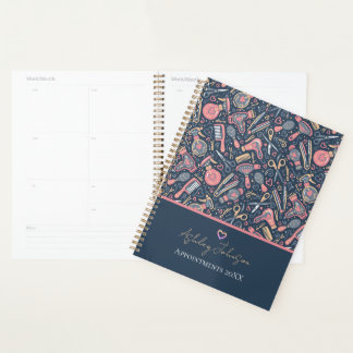 Salon appointment planner — navy, blush & crea