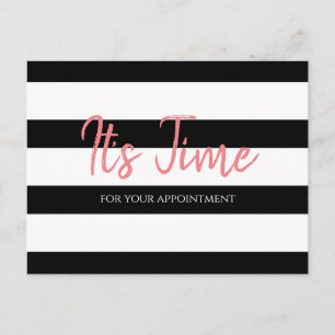 Salon Appointment Reminder Trendy Black Stripes Postcard