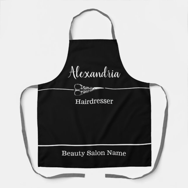 Salon Apron Scissors Custom Salon Name Uniform (Front)