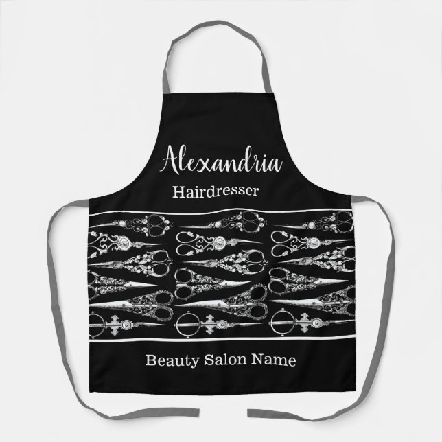 Salon Apron Scissors Custom Salon Name Uniform (Front)