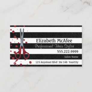 Salon B&W Stripes, Red Dots Appointment Card