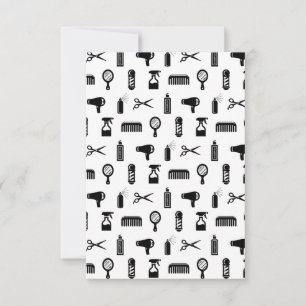Salon & Barber Hairdresser Pattern CUSTOM BG COLOR Thank You Card