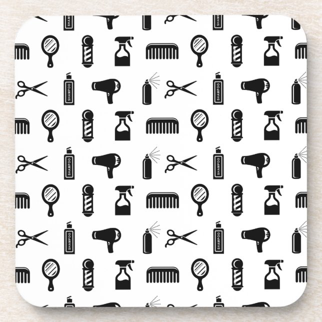 Salon & Barber Hairdresser Pattern CUSTOM COLOR Coaster (Front)