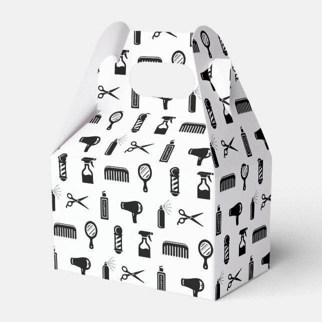 Salon & Barber Hairdresser Pattern CUSTOM COLOR Favour Box (Front Side)