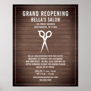 Salon Barber Reopening Covid Safety Rustic Poster