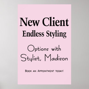 Salon Barbershop Poster Hair New Client Stylist 