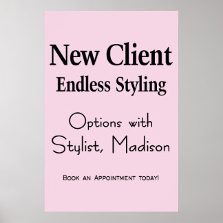 Salon Barbershop Poster Hair New Client Stylist 