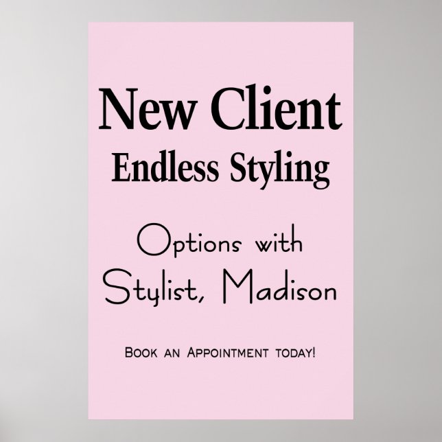 Salon Barbershop Poster Hair New Client Stylist  (Front)