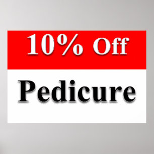 Salon Barbershop Posters 10% Off Pedicure Red