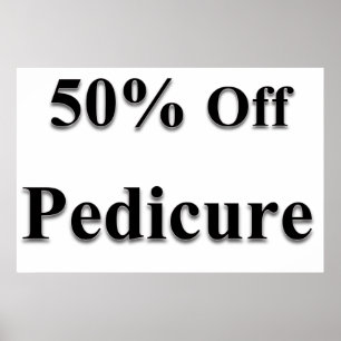 Salon Barbershop Posters 50% Off Pedicure Black