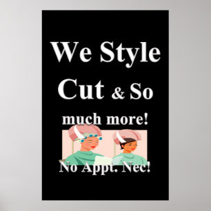 Salon Barbershop Posters Cut Style & Appt.