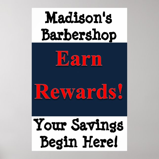 Salon Barbershop Posters Earn Rewards (Front)
