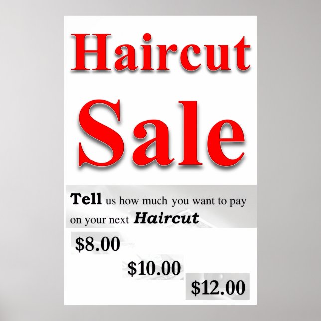 Salon Barbershop Posters Haircut Sale How much Pay (Front)