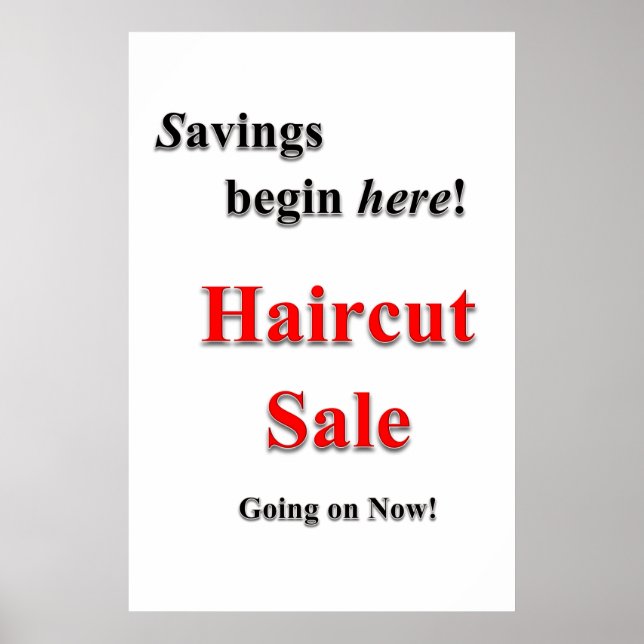 Salon Barbershop Posters Haircut Sale Savings (Front)