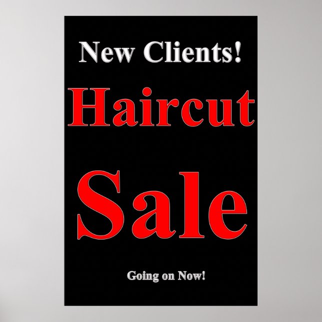 Salon Barbershop Posters New Clients Haircut Sale (Front)