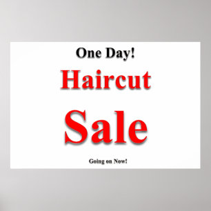 Salon Barbershop Posters One Day Haircut Sale