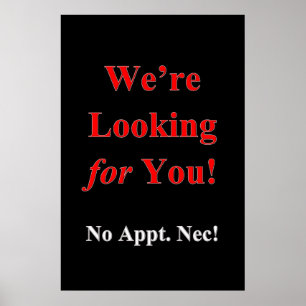 Salon Barbershop Posters Red Black Looking for You
