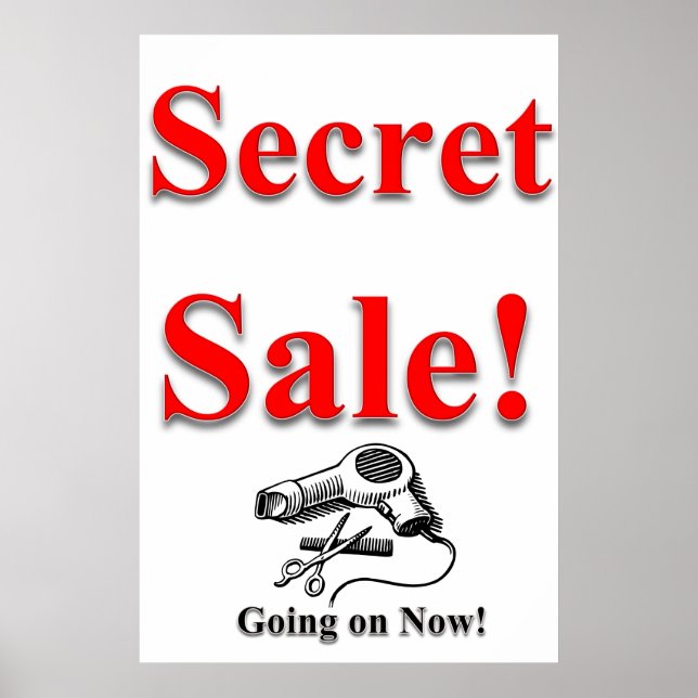Salon Barbershop Posters Secret Sale White Black (Front)