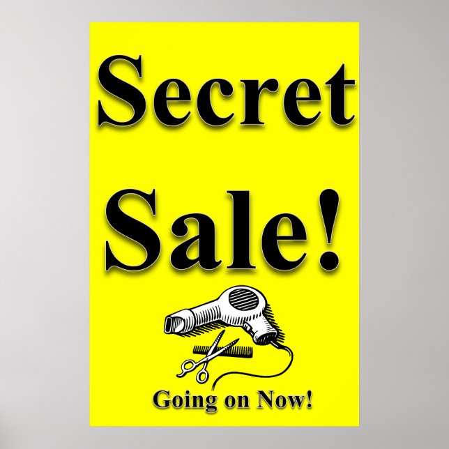 Salon Barbershop Posters Secret Sale Yellow Black (Front)