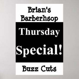 Salon Barbershop Posters Thursday Buzz Cuts