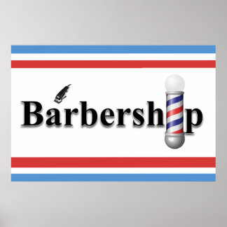 Salon Barbershop Sign Posters Barber Pole Clippers