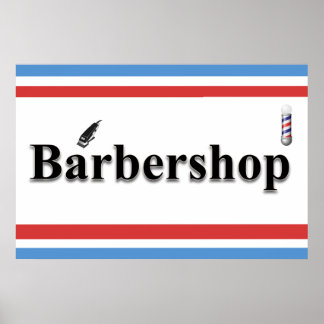 Salon Barbershop Sign Posters Barber Pole Clippers