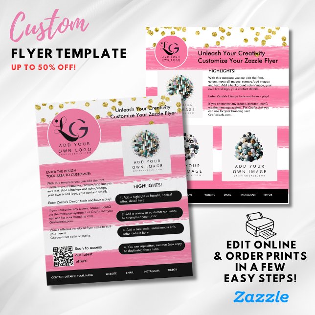 ⭐️SALON BEAUTY PINK GOLD GIRL Simple LOGO Template Flyer (Creator Uploaded)