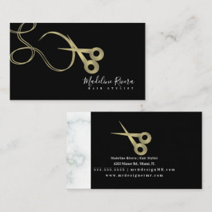 Salon Beauty Scissor Faux Gold Business Card